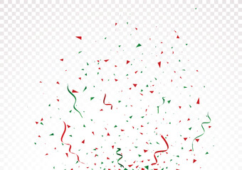 Christmas celebration confetti banner, green and red, isolated on white background - 642007940