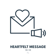 Heartfelt Message Icon. Love, Letter, Heart. Editable Stroke. Simple Vector Icon