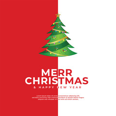 Fototapeta na wymiar Happy merry Christmas wishing or greeting card with red color background post design vector file