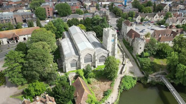 aerial drone view of the city
