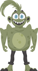 This is a funny and entertaining green creature. Cartoon style.