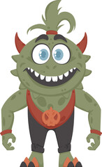 Fototapeta premium This is a fun and entertaining creature that is green. Cartoon style.