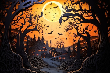 Spooky Halloween Scene created with Generative AI technology