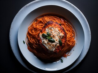 Delicious Noodles on white plate