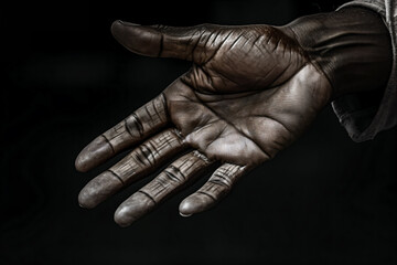 Close-up of a hand that has been through the ages