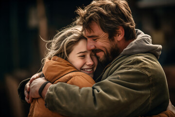 Fototapeta premium Uniformly staged images of a warm and comforting hug between two people grateful for each other's presence.