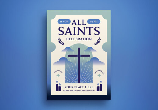 Blue Gradient All Saints Day Flyer Layout