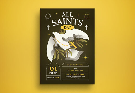 Brown Handdrawn All Saints Day Flyer Layout