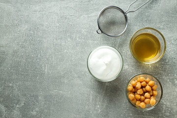 Aquafaba, concept of vegan food and cuisine