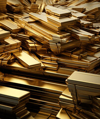 Obraz premium gold bars on black background, generative ai