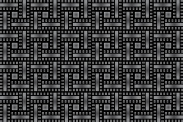 Abstract black and white pattern. Dark textured background with chainknitting.