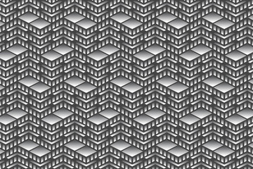 Abstract repeating pattern with skylines and skyscrapers. Black and white monochrome pattern
