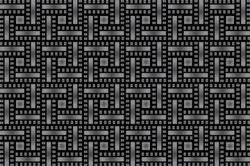 Abstract black and white pattern. Dark textured background with chainknitting.