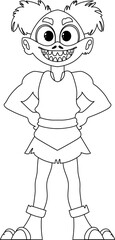 Fototapeta premium This cartoon character is special and cool because it has abilities that nobody else has. Childrens coloring page.