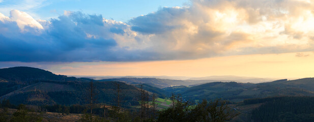 Fototapeta premium the landscape of the siegerland in germany panorama