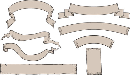 手描きのビンテージリボンとラベルのセット