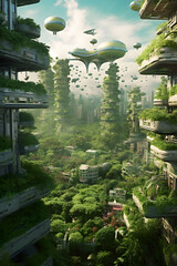 futuristic japanese garden in spring