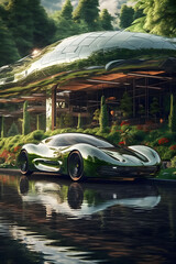 futuristic car in the park