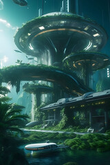 traffic in the futuristic city