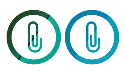 paper clips blue and green icon symbol with texture