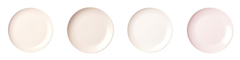 White salad plate on a transparent background devoid of contents