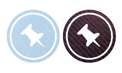 Obraz premium blue and brown color push pin and pins icon symbol