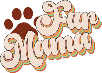 Funny Cat Lover Sublimation Design Graphics. Bold Colorful Wavy Graphics with Cat Paw Symbol makes a Template for Print on Demand Industry.