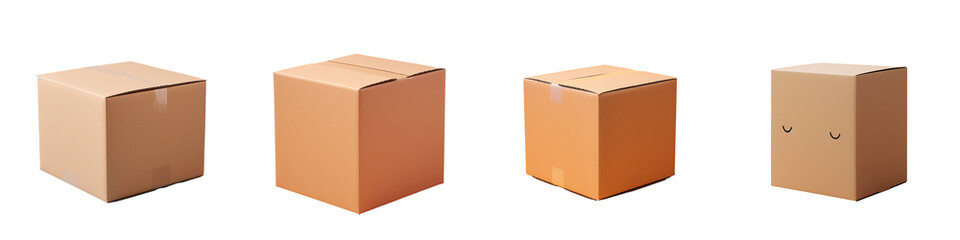 Fototapeta premium Cardboard box isolated on a transparent background for packaging
