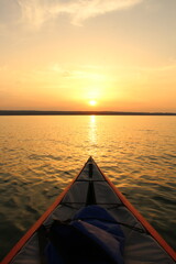 kayaking on a lake in Bavaria at sunset
