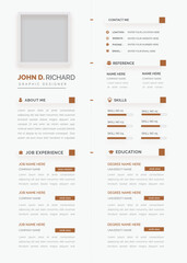 Clean Modern Resume Vector Template, Minimalist resume cv template, Resume design template, cv design, multipurpose resume design