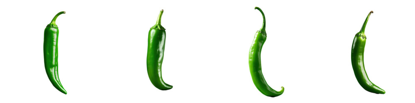 Spicy green pepper on transparent background