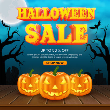 Halloween sale promotion banner illustration vector template