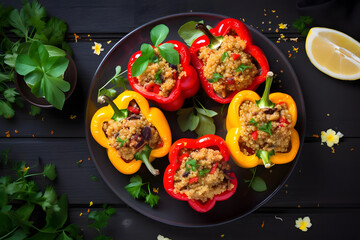 Stuffed Bell Peppers with Quinoa, wholesome colorful meal