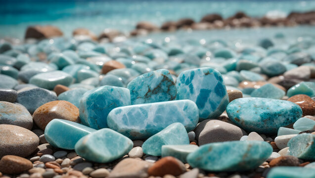 Blue Larimar stones background. 
