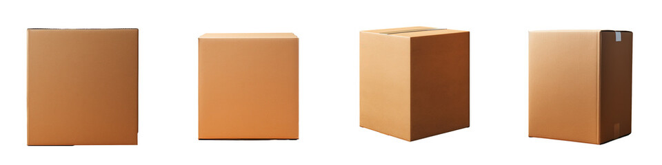 Rectangular tall brown box on a transparent background