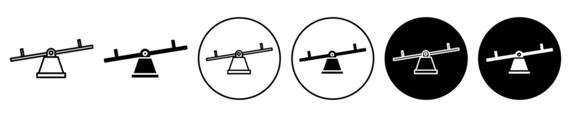 playground seesaw vector icon set. park kids seesaw symbol. balance sign in black color.