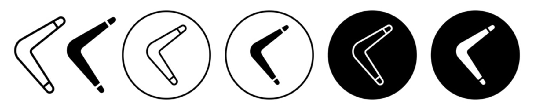 boomerang vector icon set. bumerang symbol in black color.