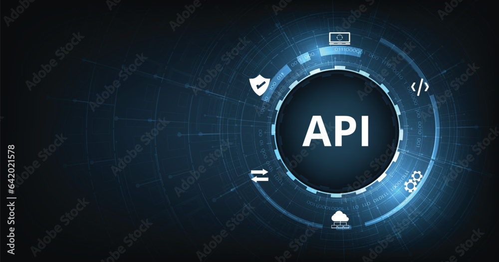 Aufkleber application programming interface (api). software development tools, information technology, modern 