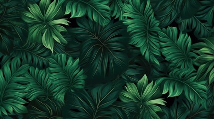 Seamless pattern of tropical monstera leaves. Vector illustration. banner, ai generative
