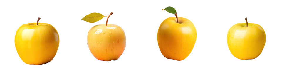 transparent background with a yellow apple