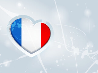 France Flag in the form of a 3D heart and abstract paint spots background - 642025953
