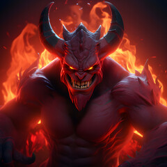 Devil In The Fire, Demon From Inferno, Demonic Smile - AI Generative
