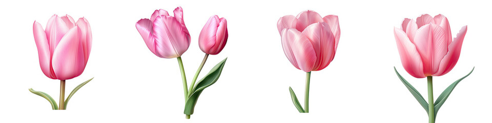 Realistic illustration of a transparent tulip in pink transparent background