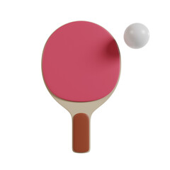 Table tennis racket with a ball 3d isolated