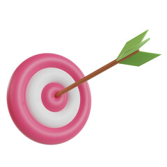 Target goal bullseye isolated on transparent background. 3D rendering