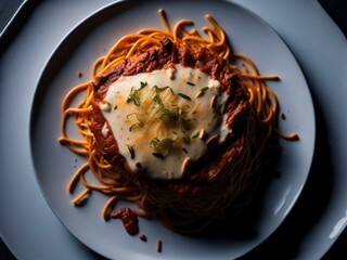 Delicious Noodles on white plate