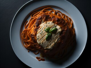 Delicious Noodles on white plate