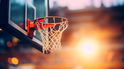 Basketball basket close up shot