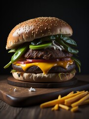 hamburger with french fries