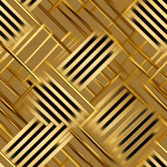 tapeta tło złote metaliczne linie na czarnym tle  - wallpaper seamless endless pattern gold metallic lines on a black background - AI Generated - obrazy, fototapety, plakaty